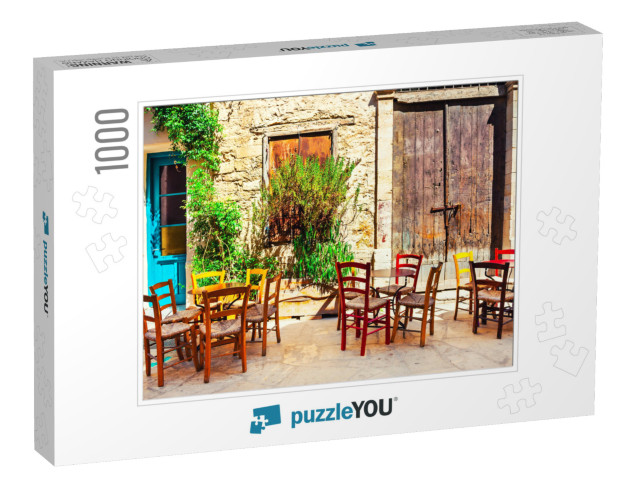 Cafe on the Old Street in Limassol, Cyprus. Travel & Vaca... Jigsaw Puzzle with 1000 pieces