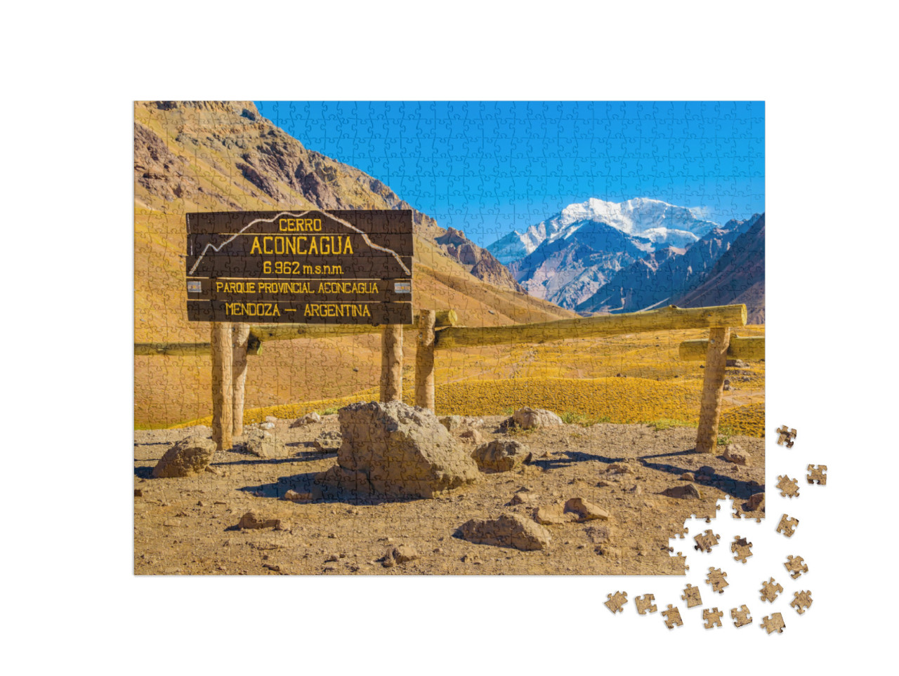 Spanish Text Aconcagua Hill, Mendoza Province, Argentina... Jigsaw Puzzle with 1000 pieces