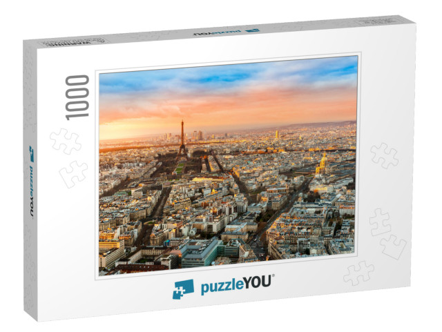 Wide Angle View of Paris At Twilight. France... Jigsaw Puzzle with 1000 pieces