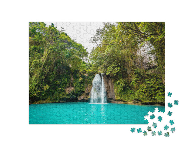 Kawasan Falls on Cebu Island in Philippines, Turquoise Wa... Jigsaw Puzzle with 1000 pieces