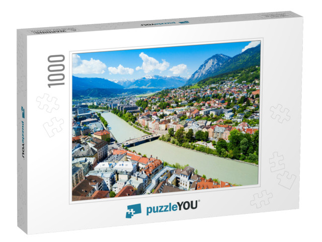 Inns River & Innsbruck City Center Aerial Panoramic View... Jigsaw Puzzle with 1000 pieces