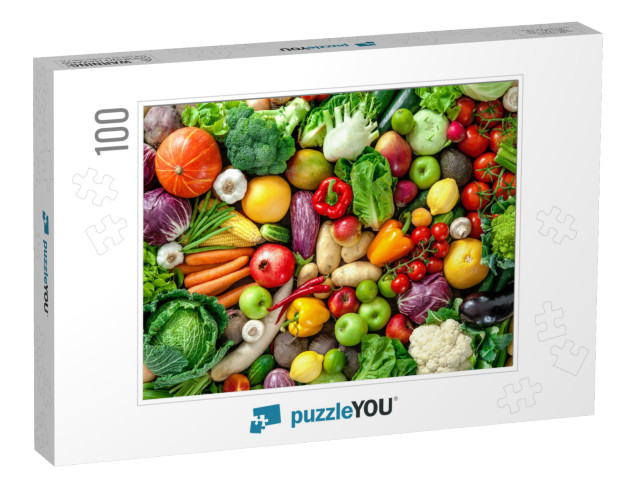 Assortment of Fresh Fruits & Vegetables... Jigsaw Puzzle with 100 pieces