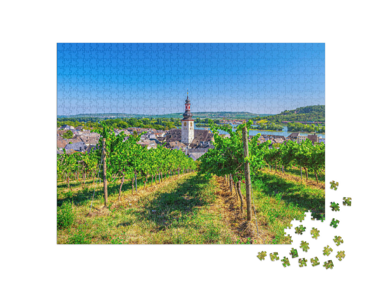 Aerial View of Vineyards Rheingau Wine Region, Rudesheim... Jigsaw Puzzle with 1000 pieces