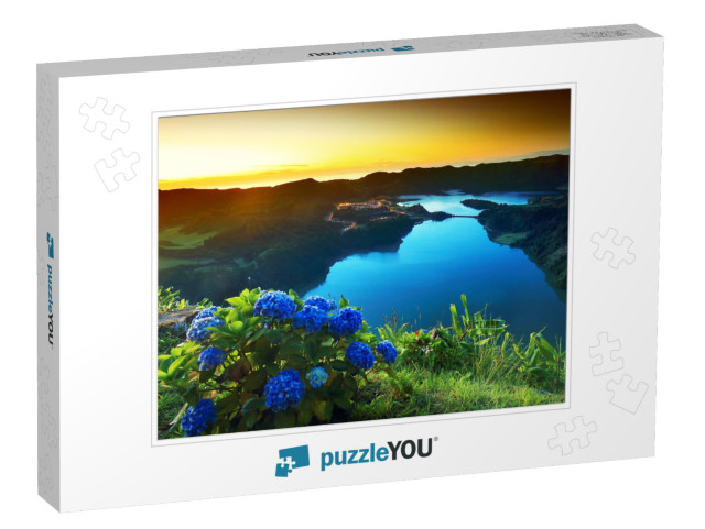 Sunset Landscape from the Volcanic Crater Lake of Sete Ci... Jigsaw Puzzle