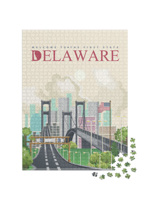 Delaware Vector Illustration with Colorful Detailed Lands... Jigsaw Puzzle with 1000 pieces