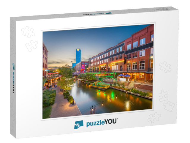 Oklahoma City, Oklahoma, USA Cityscape in Bricktown At Dus... Jigsaw Puzzle