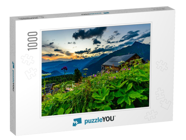 The Colorful Sunrise Over Gamshutte. the Gamshuette 1, 92... Jigsaw Puzzle with 1000 pieces