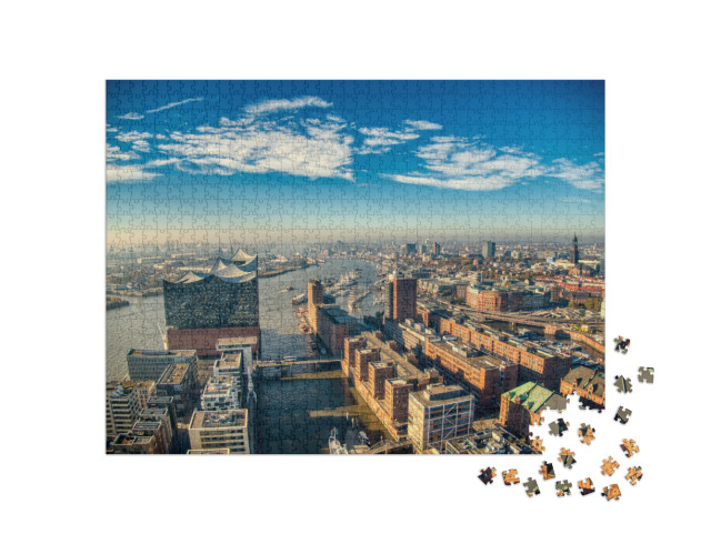 Elbphilharmonie Hamburg Aerial Harbor Elbe River... Jigsaw Puzzle with 1000 pieces