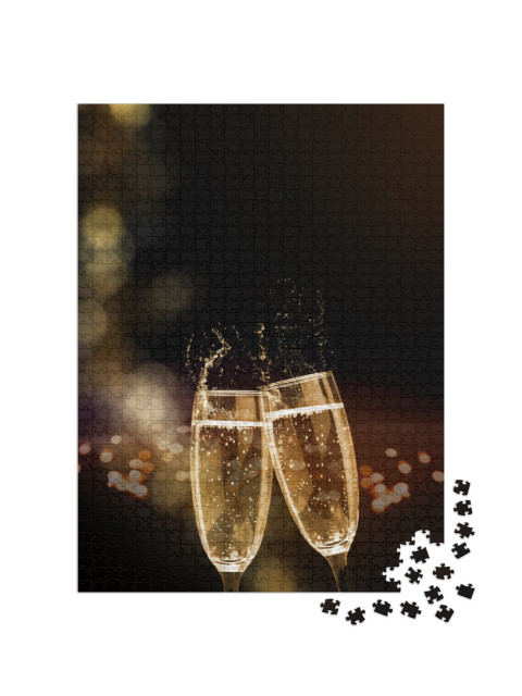 Sparkling Wine, Champagne, Glasses, New Years Eve... Jigsaw Puzzle with 1000 pieces