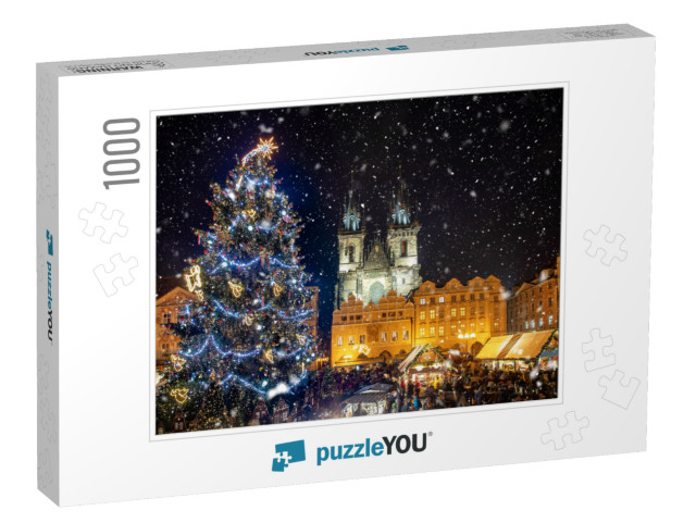 Beautiful View to the Old Town Square of Prague During Ni... Jigsaw Puzzle with 1000 pieces