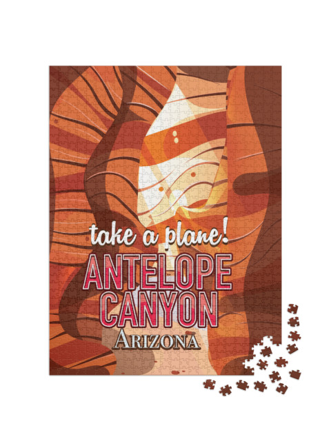 Antelope Canyon Travel Poster... Jigsaw Puzzle with 1000 pieces