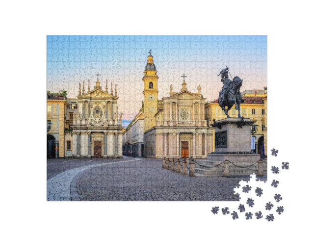 Piazza San Carlo Square & Twin Churches of Santa Cristina... Jigsaw Puzzle with 1000 pieces