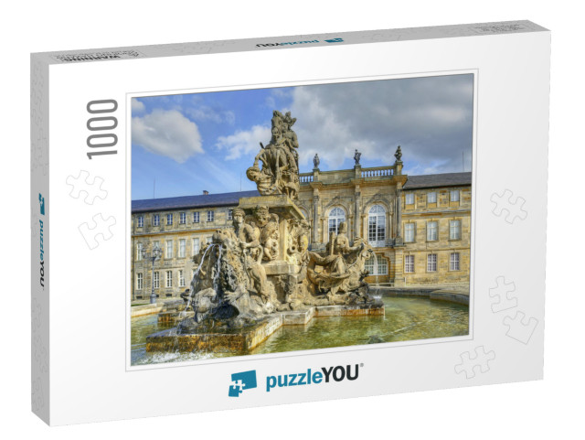 Bayreuth - Fountain & New Palace Neues Schloss, Seat of t... Jigsaw Puzzle with 1000 pieces