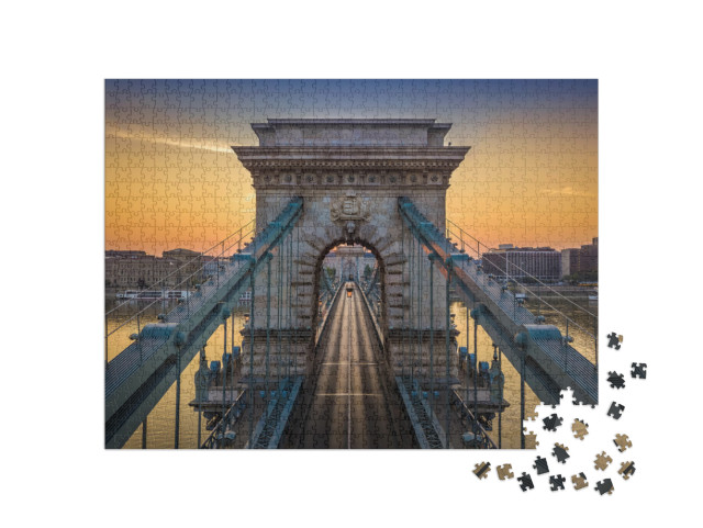 Budapest, Hungary - the World Famous Szechenyi Chain Brid... Jigsaw Puzzle with 1000 pieces