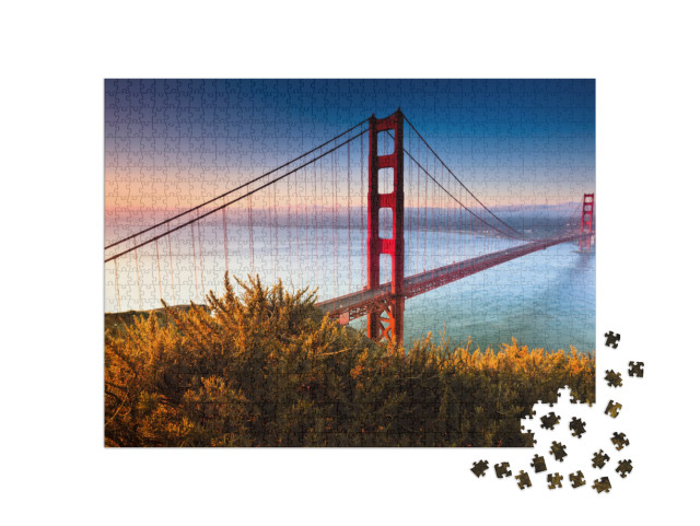 The Golden Gate Bridge of San Francisco, California Basks... Jigsaw Puzzle with 1000 pieces