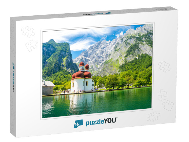 Konigsee Lake with St. Bartholomew Church Surrounded by M... Jigsaw Puzzle