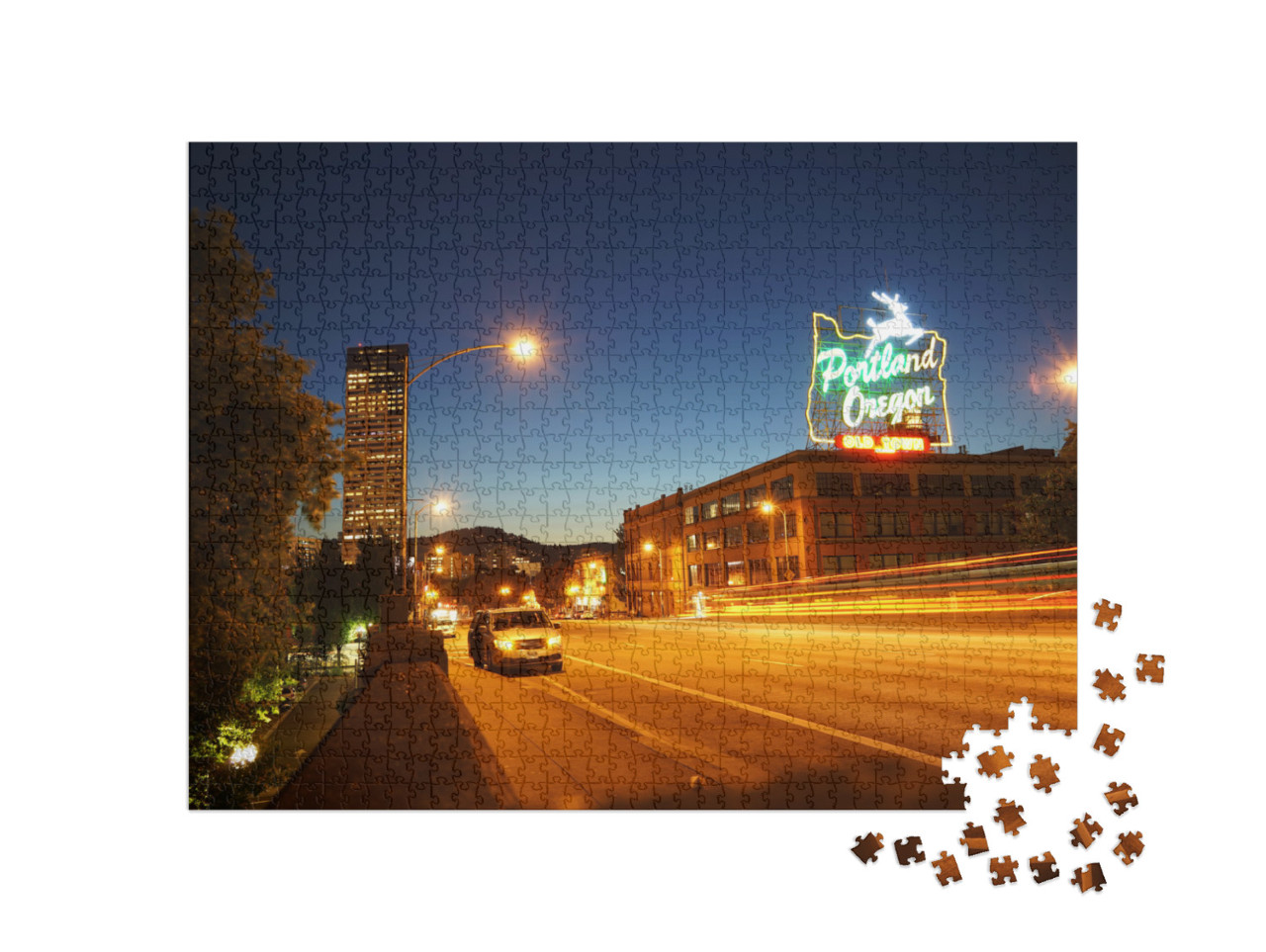 Portland Downtown At Night, Portland, Oregon, United Stat... Jigsaw Puzzle with 1000 pieces