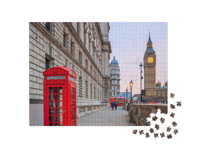 London Skyline with Big Ben & Houses of Parliament At Twi... Jigsaw Puzzle with 1000 pieces