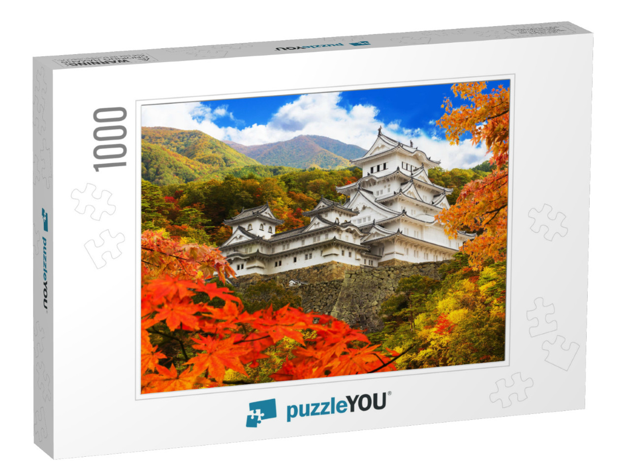 Himeji Castle & Autumn Leaves, One of Japan's Premier His... Jigsaw Puzzle with 1000 pieces