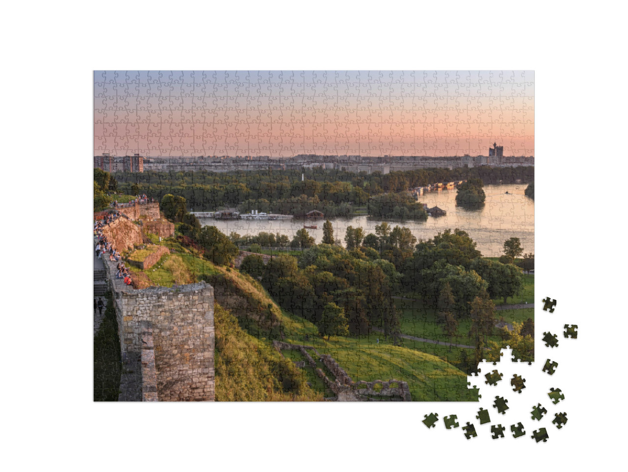 Sunset View from Belgrade Tower Kalemegdan on Sava River... Jigsaw Puzzle with 1000 pieces