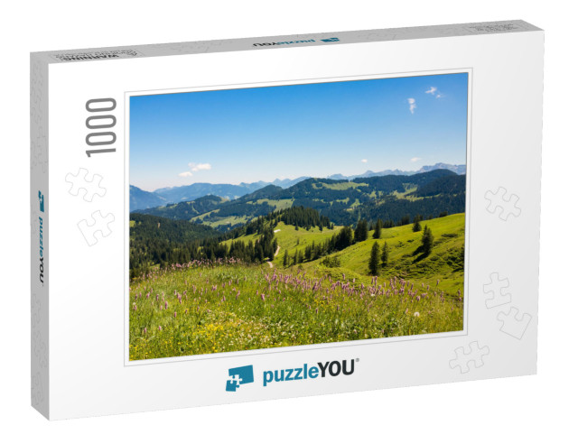 Bavarian Alps with Mountain View & Meadows in the Allgau... Jigsaw Puzzle with 1000 pieces