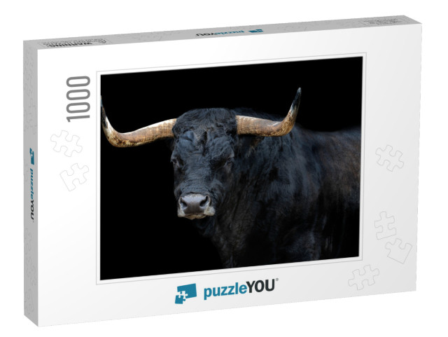 Portrait of a Bull with Black Background... Jigsaw Puzzle with 1000 pieces