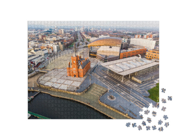 The Pierhead in Cardiff Down in the Bay from a Drone with... Jigsaw Puzzle with 1000 pieces