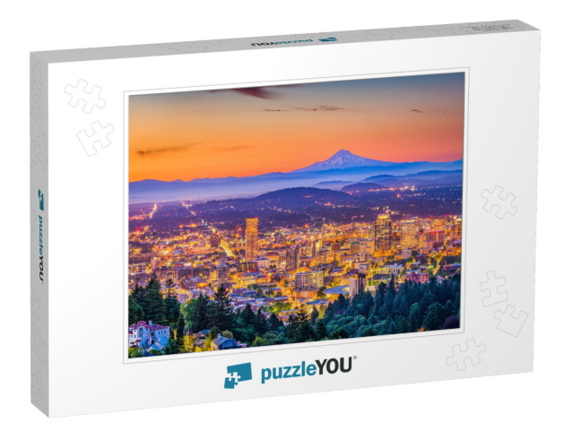 Portland, Oregon, USA Downtown Skyline with Mt. Hood At Da... Jigsaw Puzzle