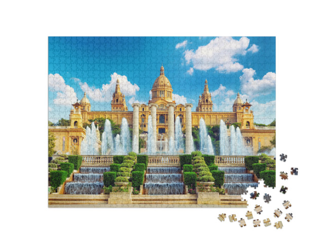 National Museum in Barcelona, Placa De Espanya, Spain... Jigsaw Puzzle with 1000 pieces