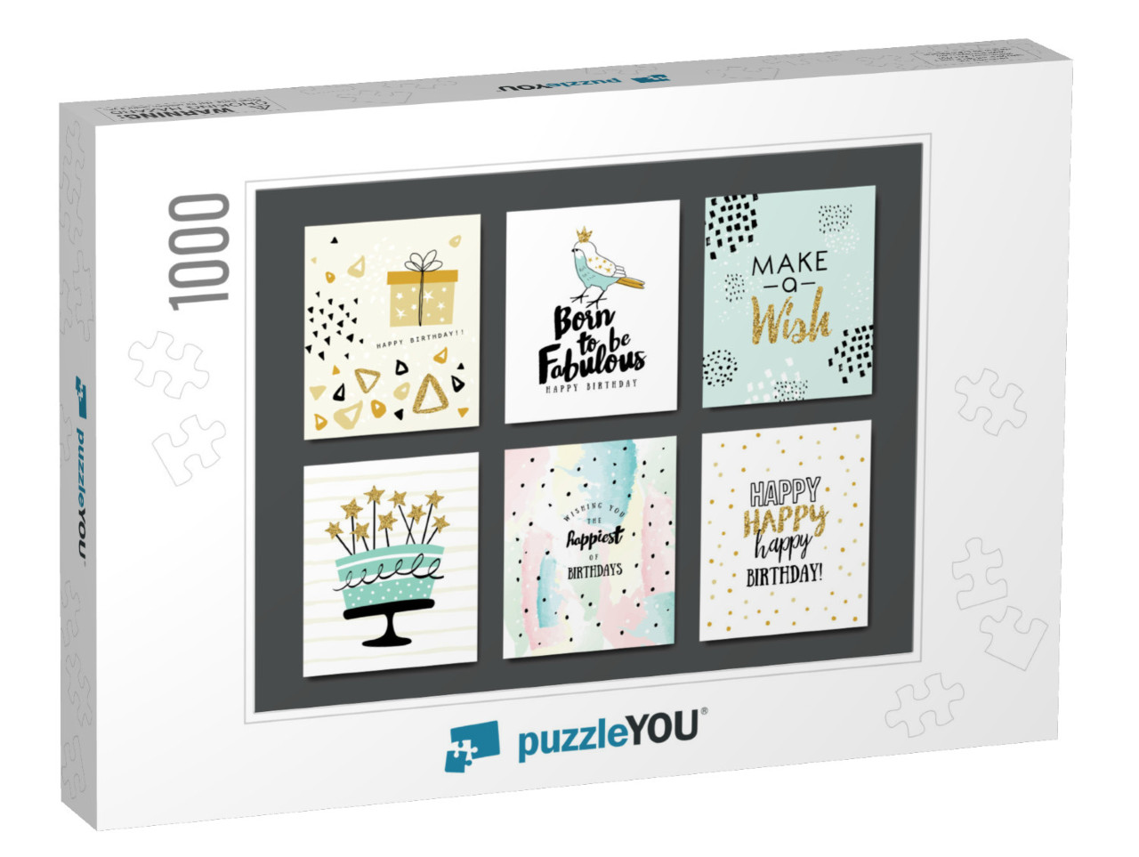 Set of Birthday Greeting Cards Design... Jigsaw Puzzle with 1000 pieces