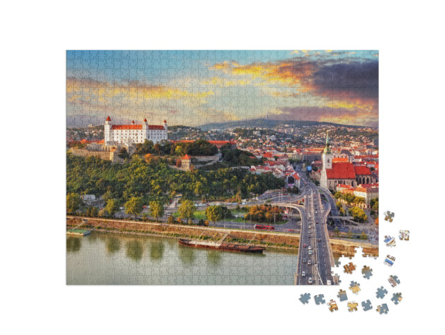 Bratislava At Sunset - Aerial View, Slovakia... Jigsaw Puzzle with 1000 pieces