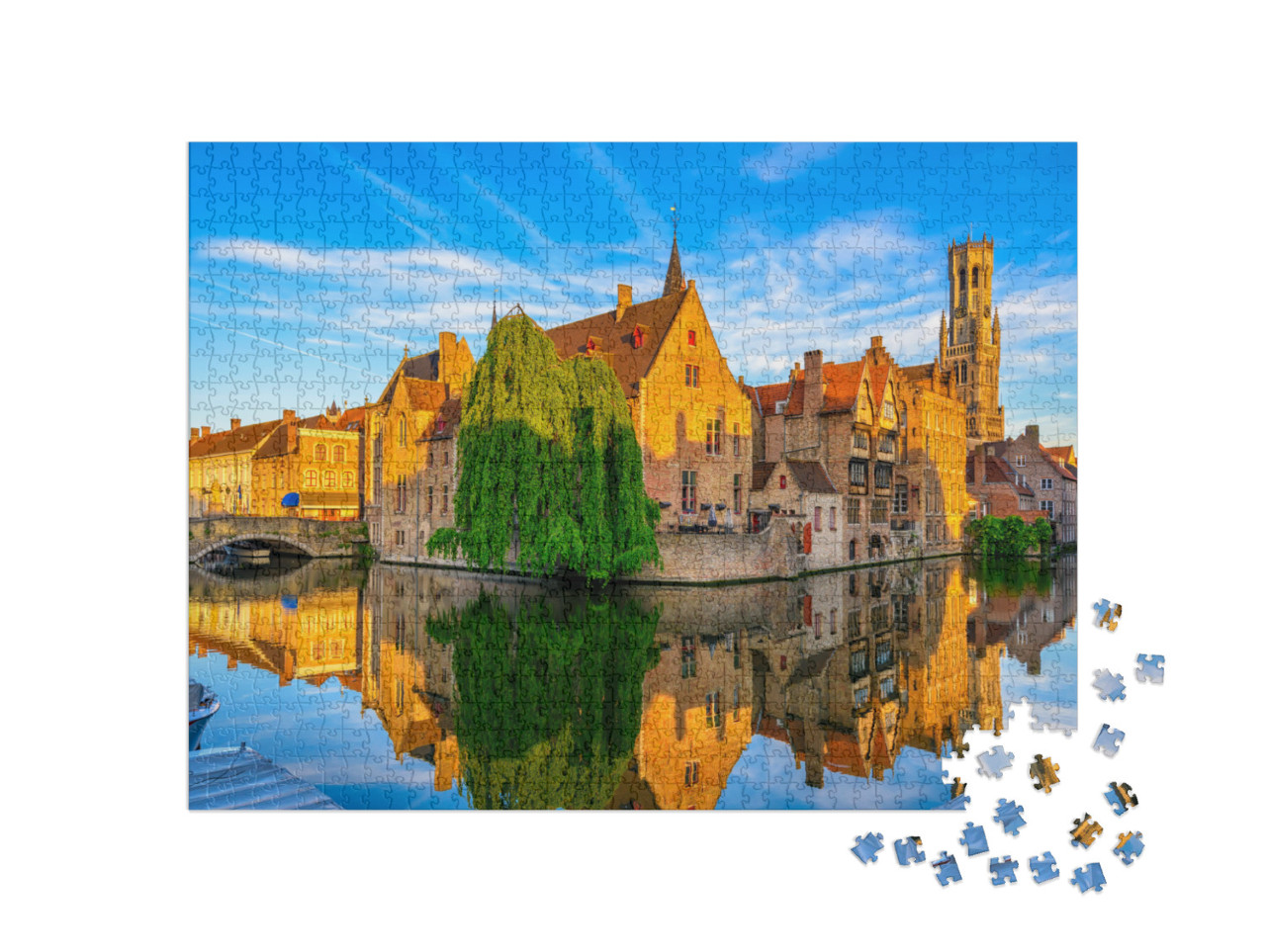 Classic View of the Historic City Center of Bruges Brugge... Jigsaw Puzzle with 1000 pieces