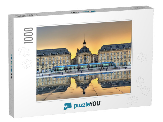 Place De La Bourse Reflecting from the Water Mirror in Bo... Jigsaw Puzzle with 1000 pieces