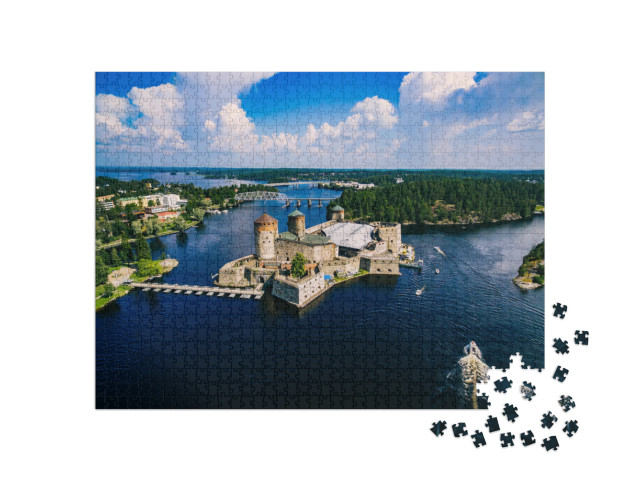 Aerial View of Olavinlinna Medieval Castle in Savonlinna... Jigsaw Puzzle with 1000 pieces