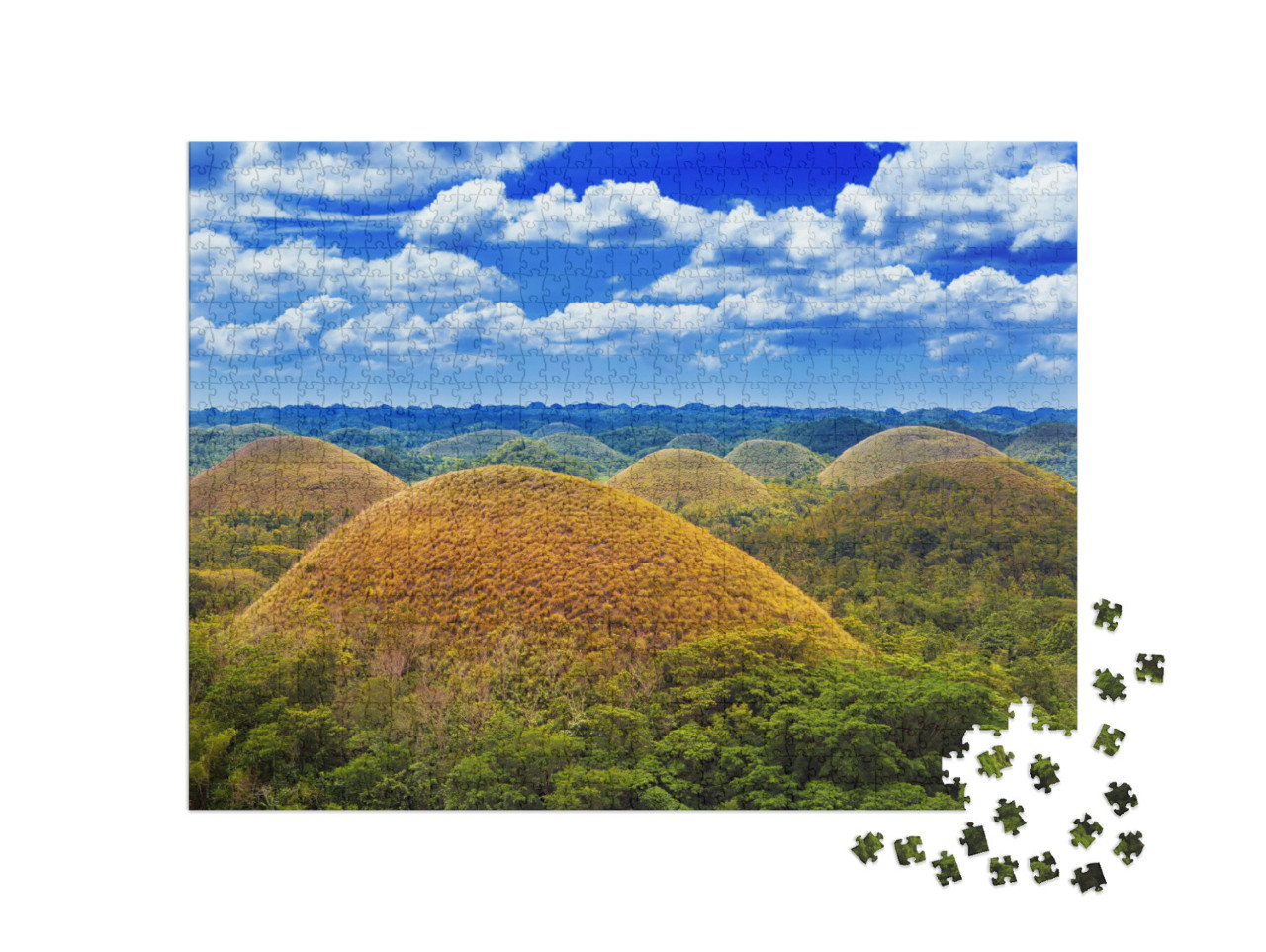 Amazingly Shaped Chocolate Hills on Sunny Day on Bohol Is... Jigsaw Puzzle with 1000 pieces