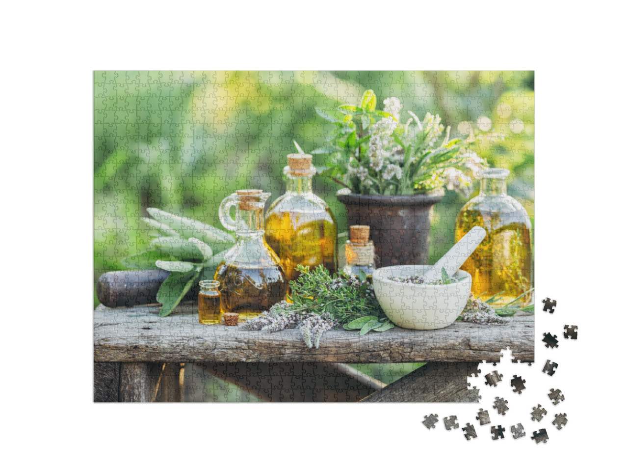 Fresh Herbs from the Garden & the Different Types of Oils... Jigsaw Puzzle with 1000 pieces