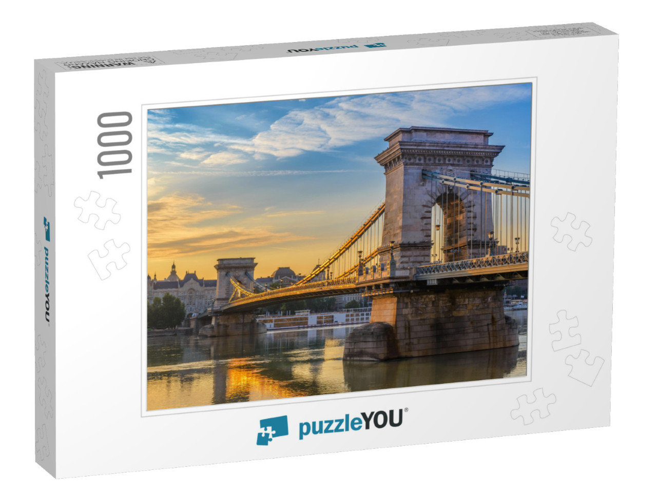 Budapest Hungary, Sunrise City Skyline At Chain Bridge... Jigsaw Puzzle with 1000 pieces