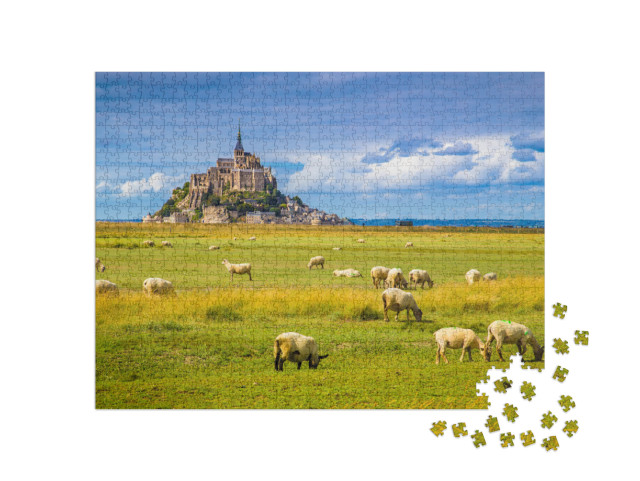 Beautiful View of Famous Historic Le Mont Saint-Michel Ti... Jigsaw Puzzle with 1000 pieces