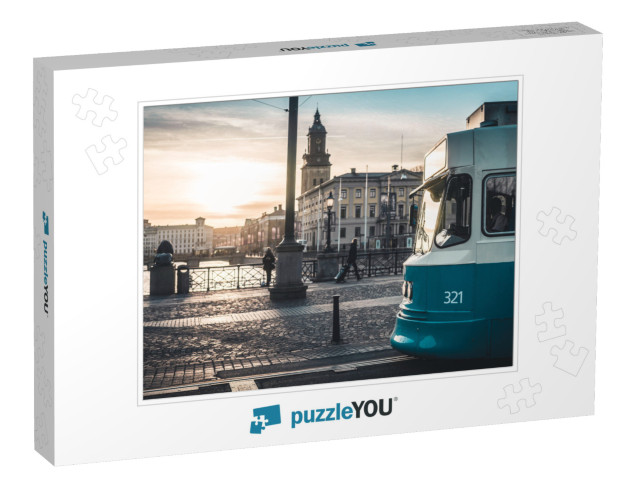 Sunset Behind a Tram in the City of Goteborg, Sweden... Jigsaw Puzzle