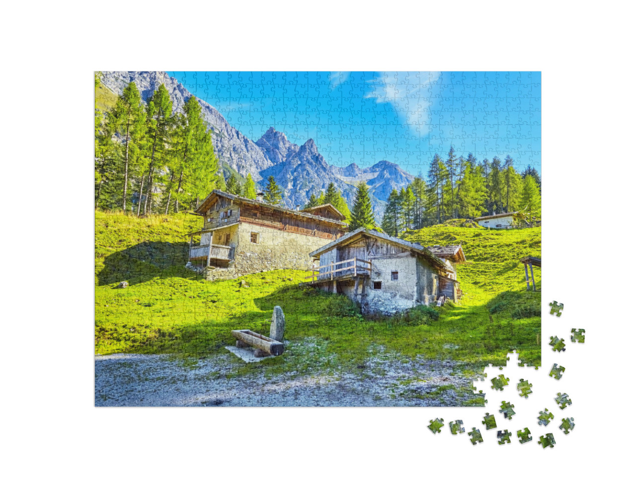 Beautiful Old Mountain Farm in the Stubaital, Tyrol, Aust... Jigsaw Puzzle with 1000 pieces