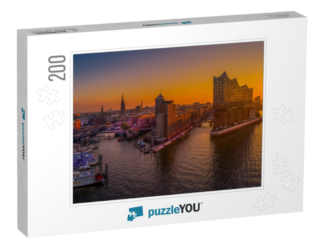 Sunrise in Hamburg with the Elbe Philharmonic Hall... Jigsaw Puzzle with 200 pieces