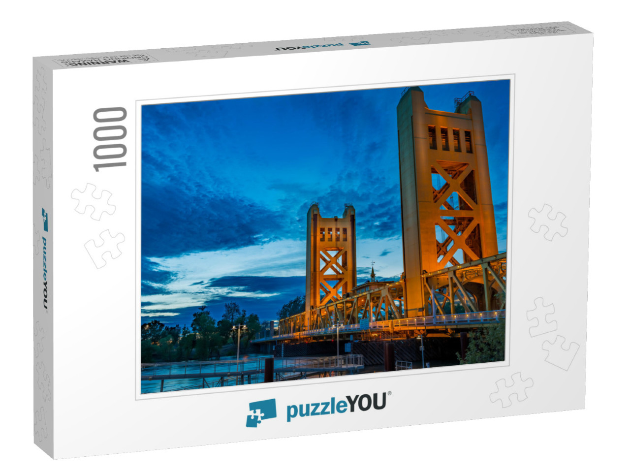 Sacramento Tower Bridge At Blue Hour on a Cold Evening... Jigsaw Puzzle with 1000 pieces