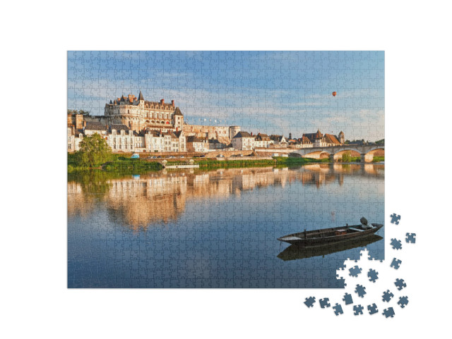 View on Amboise Through Loire River At Evening, France... Jigsaw Puzzle with 1000 pieces