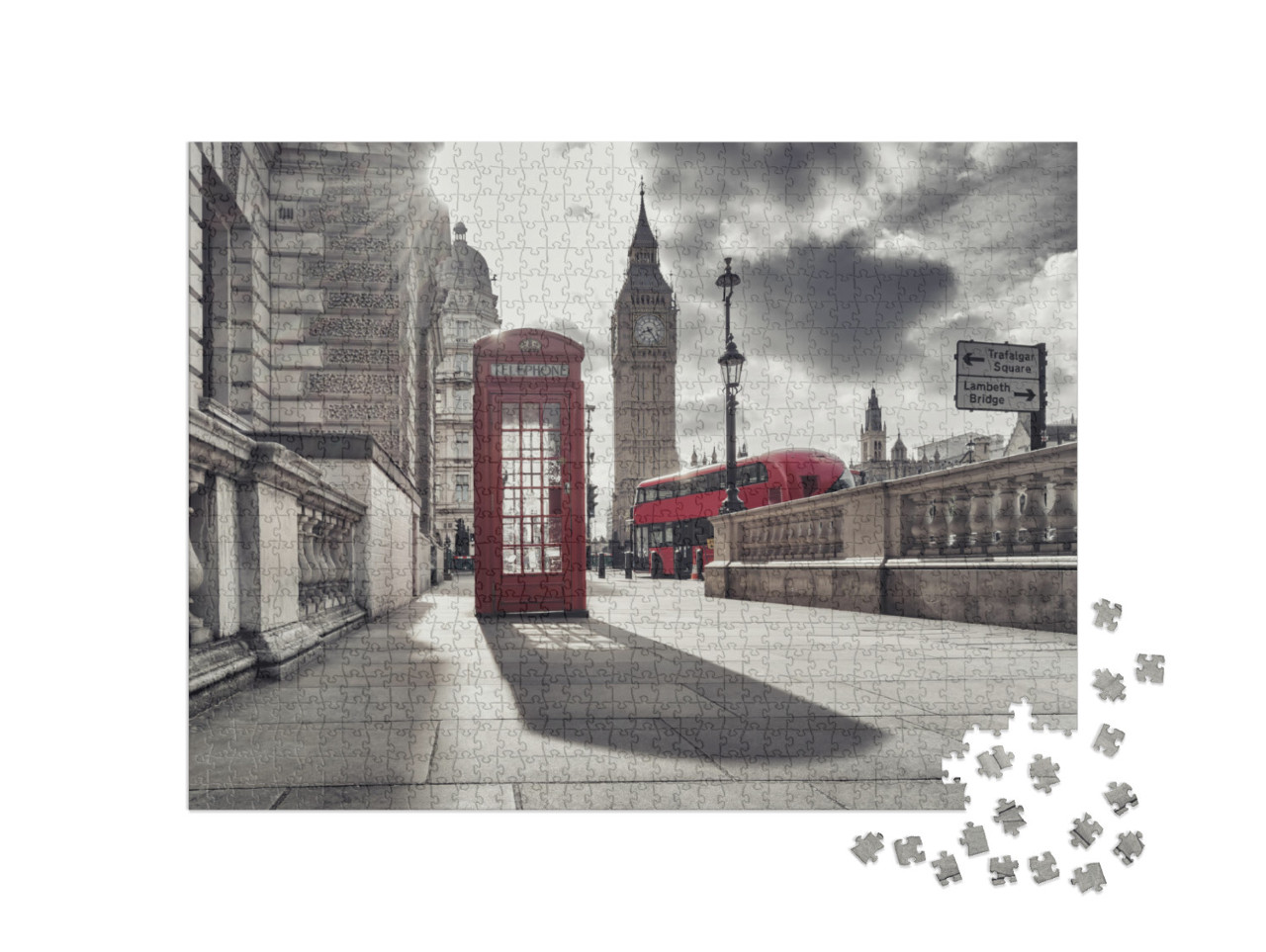 Red Telephone Booth & Big Ben in London, England, the Uk... Jigsaw Puzzle with 1000 pieces