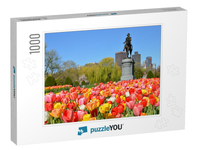 Boston Public Garden. George Washington Statue Surrounded... Jigsaw Puzzle with 1000 pieces