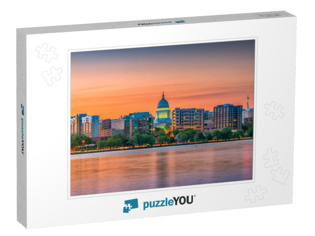 Madison, Wisconsin, USA Downtown Skyline At Dusk on Lake M... Jigsaw Puzzle