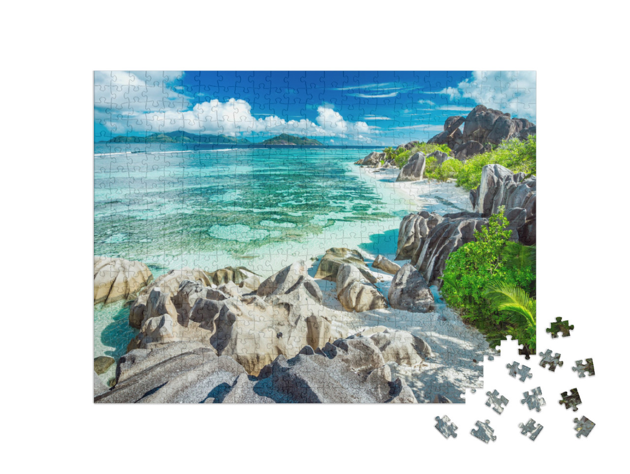 The Most Beautiful Beach of Seychelles - Anse Source Darg... Jigsaw Puzzle with 500 pieces