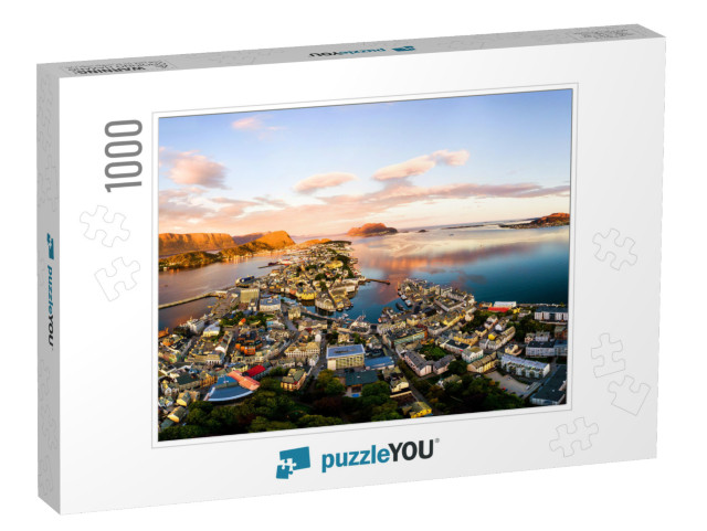 Alesund, Norway. Aerial View of Alesund, Norway At Sunris... Jigsaw Puzzle with 1000 pieces