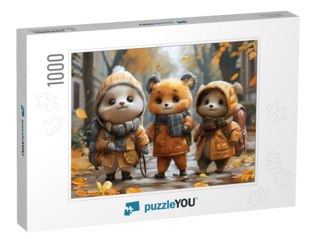 Furry Woodland Friends Look for the Bus Jigsaw Puzzle with 1000 pieces