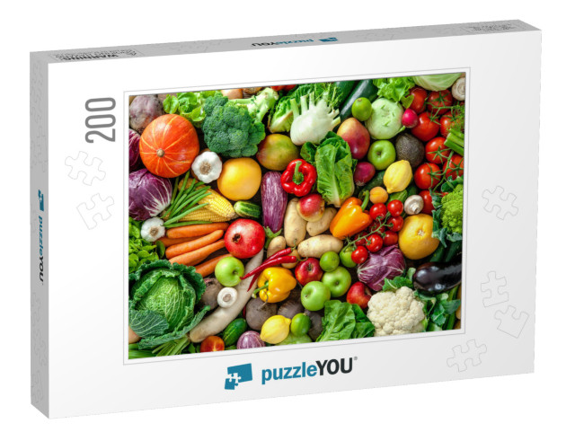 Assortment of Fresh Fruits & Vegetables... Jigsaw Puzzle with 200 pieces